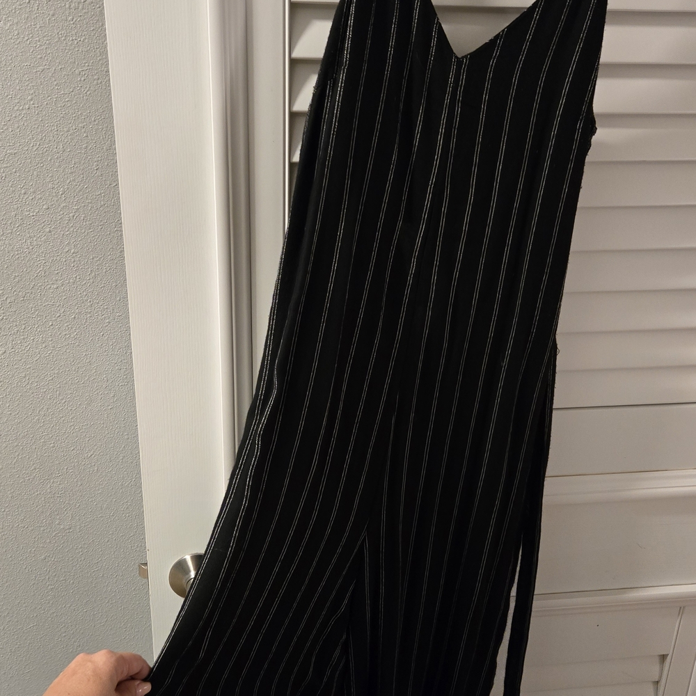 American Eagle Outfitters Black and White Striped Jumpsuit